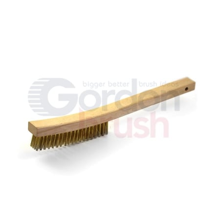 Gordon Brush 4x19 Row 0.012 Brass Wire, 13-3/4 Curved Wood Handle Scratch Brush, PK12 414BG